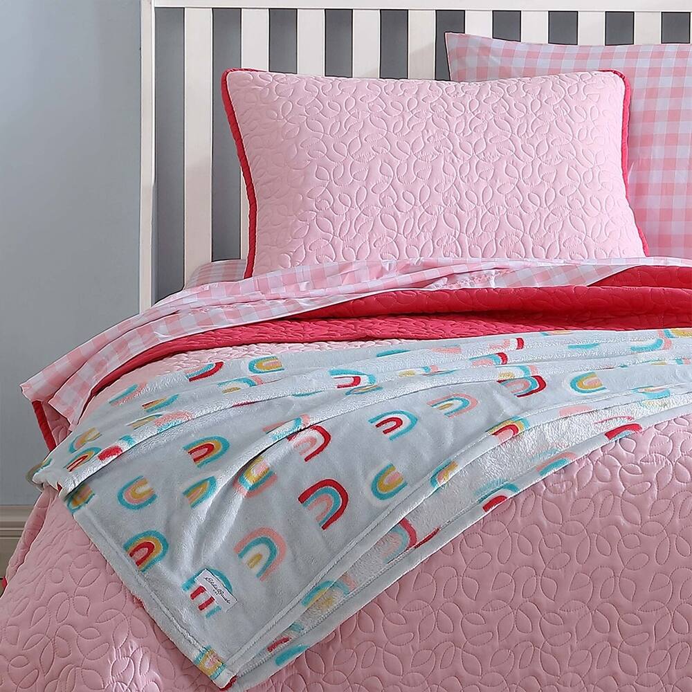 3pc Twin Quilt Set Lightweight Softness Breathable Pink Bed Bath