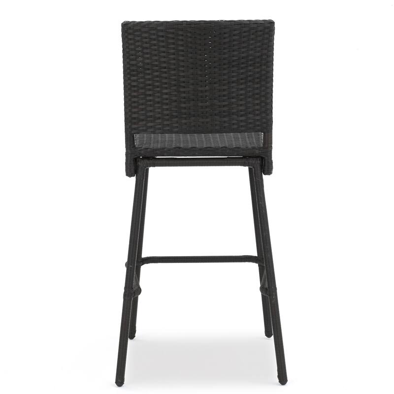Set of 2 Wicker Bar Stool, Patio Outdoor High Chair, Cafe Counter Stool, Bistro Bar Chair, Island Chair, High Back Bar Stool