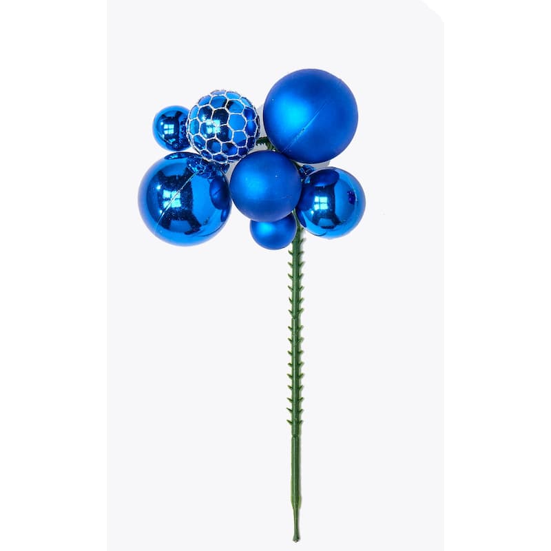Christmas Ball Pick x 7, Blue, Set of 12 - 6"