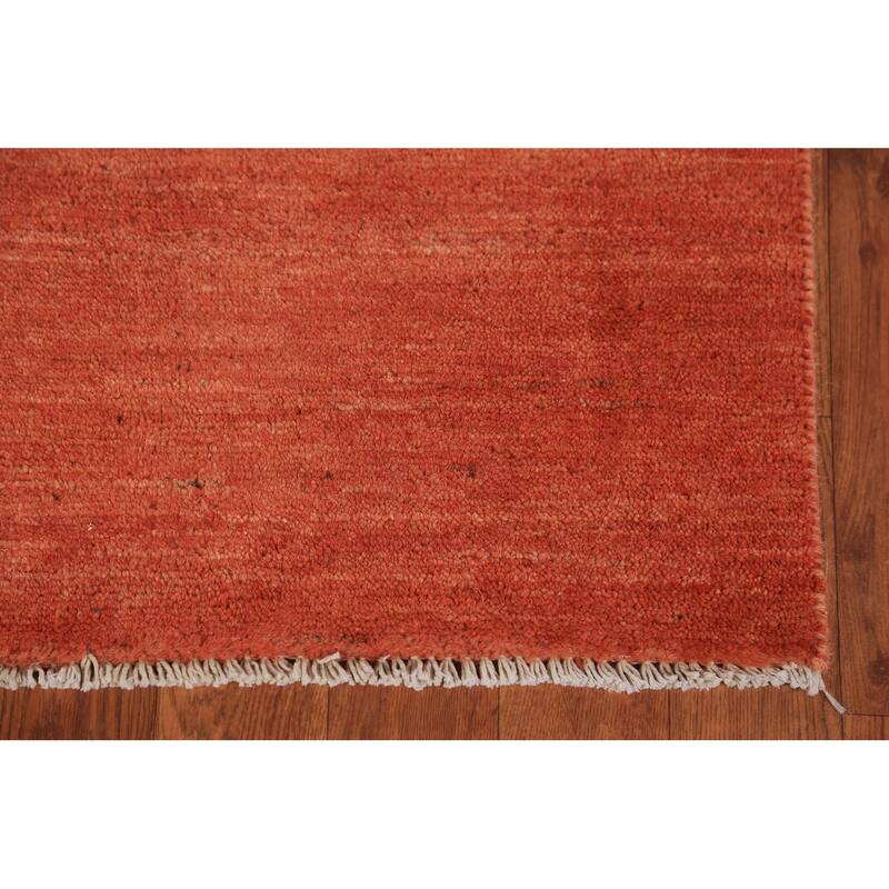 Orange Solid Gabbeh Modern Area Rug Handmade Wool Carpet - 5'7" x 7'7"