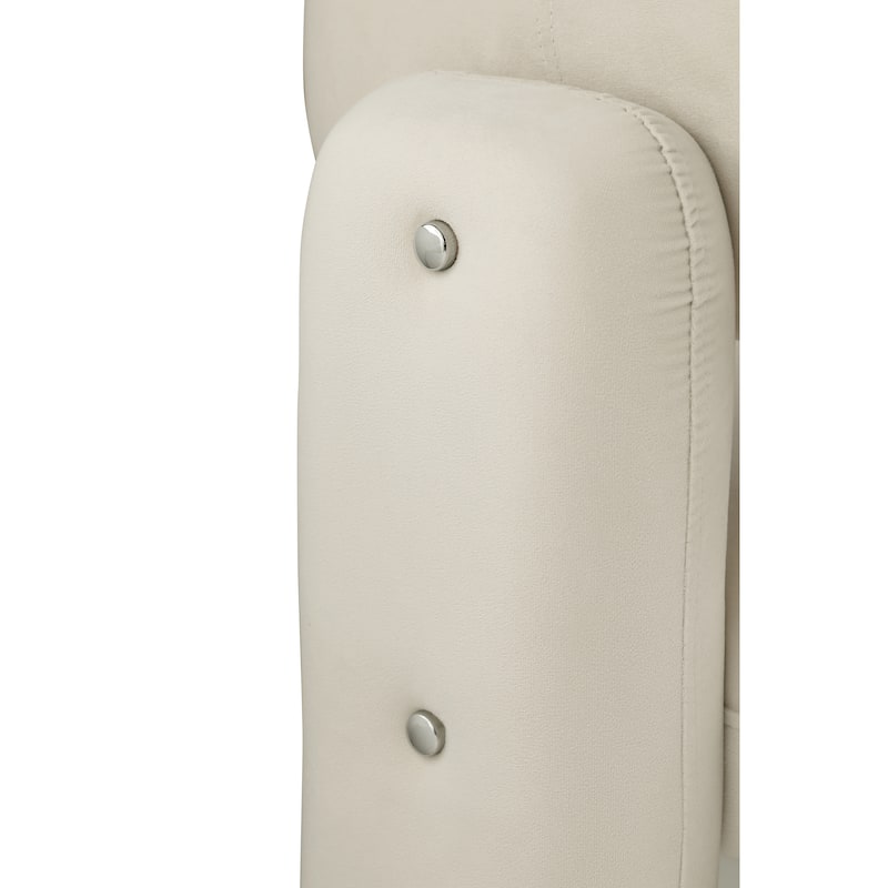 White Modern 35.43" Accent Chair with Solid Wood Frame and Waterfall Seat Cushion