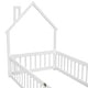 preview thumbnail 72 of 109, Twin/Full Montessori Toddler Floor Bed Frame, Modern House-Shaped Bed Frame with Fence and Full-Length Guardrails for Girls Boys