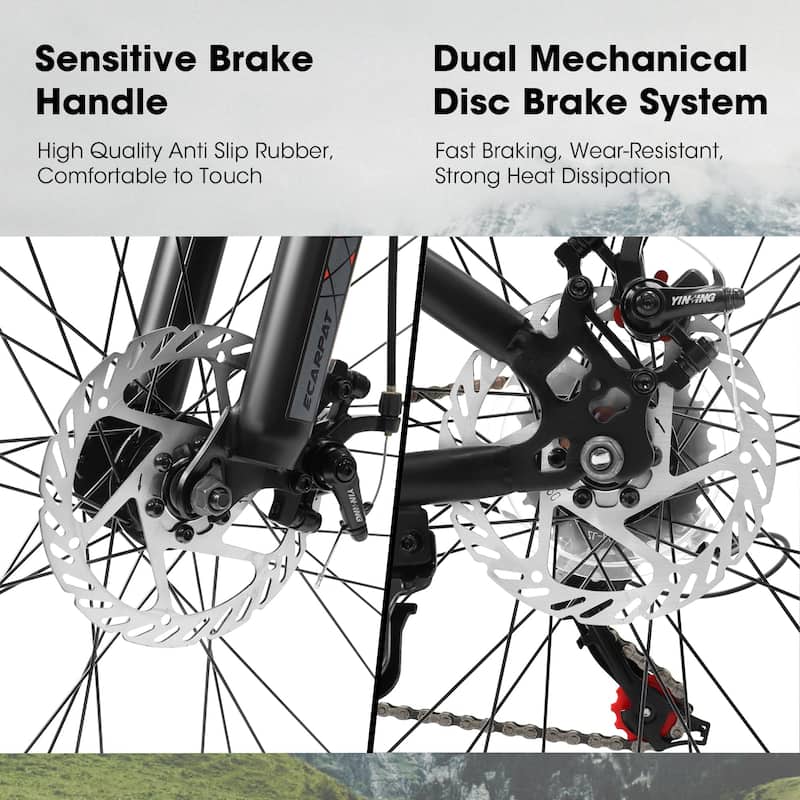 27.5 Inch Mountain Bike for Adults, Durable High Carbon Steel Frame, Disc Brakes, Stylish Brown Edge Tires