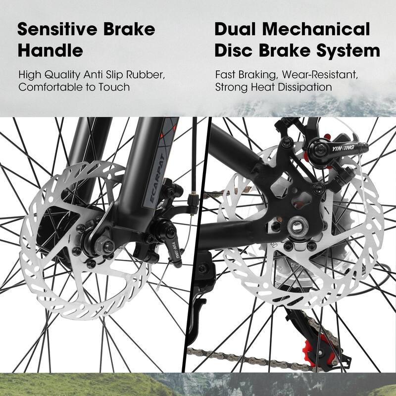 Teenagers' Mountain Bike - High Carbon Steel Frame, Disc Brakes, Durable Design, Brown Edge Tires, School Commuting - 24