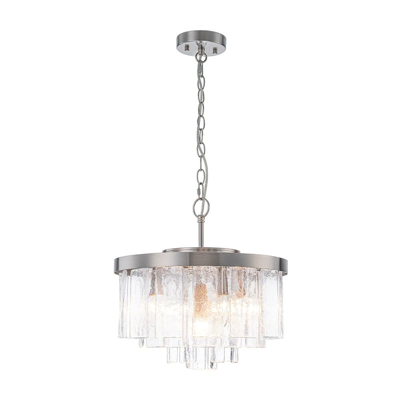 5-Light Tiered Water Glass Round Semi Flush Chandelier