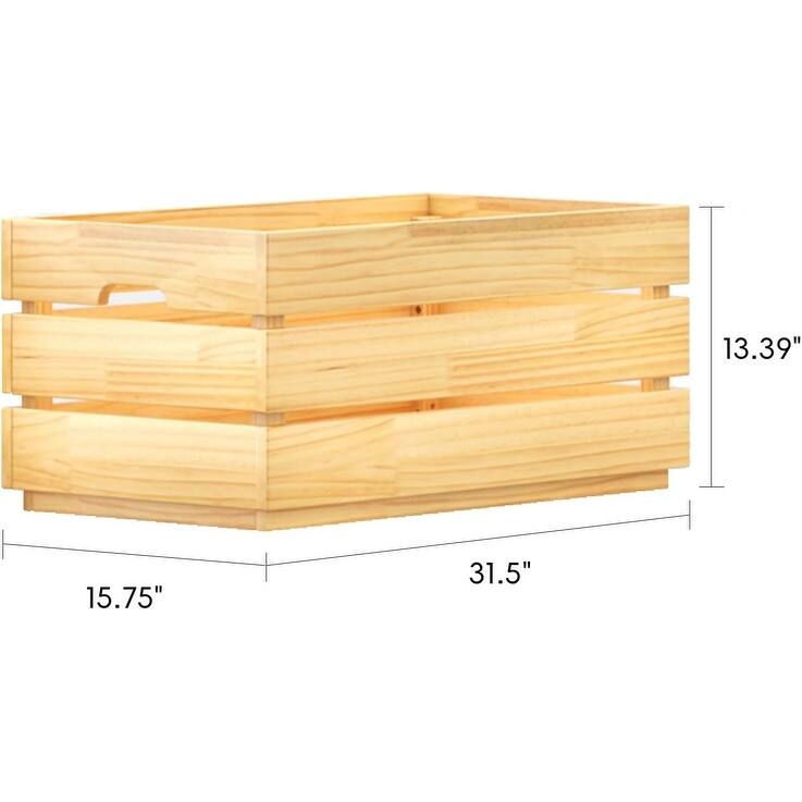 MUSEHOMEINC Uncovered Wood Toy Storage Box,Easy Assembly, Natural