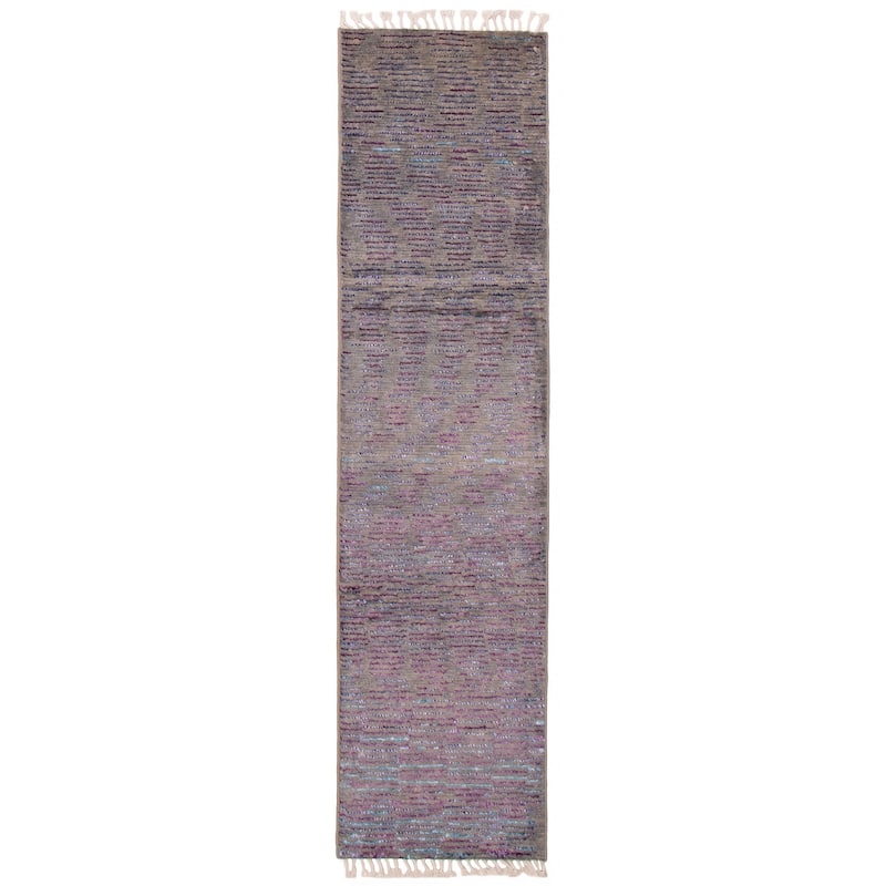ECARPETGALLERY Hand-knotted Pak Finest Marrakesh Grey Wool Rug - 2'7 x 10'3 - Grey - 2'7 x 10'3