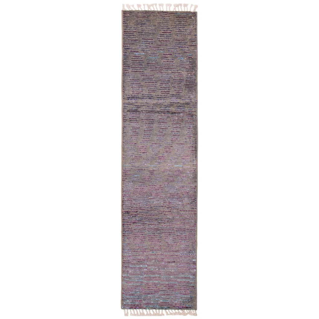 ECARPETGALLERY Hand-knotted Pak Finest Marrakesh Grey Wool Rug - 2'7 x 10'3