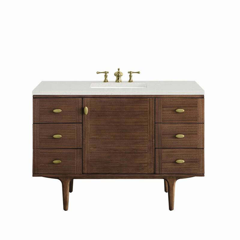 James Martin Vanities 670-V48-3LDL Amberly 48" Single Basin Wood - Mid-Century Walnut - Walnut Finish