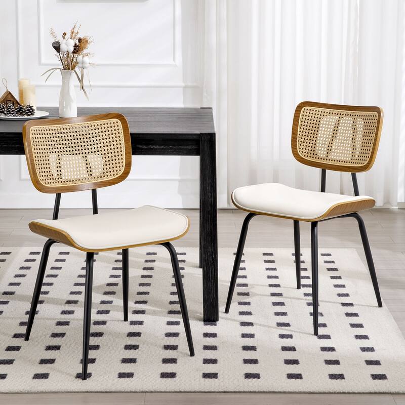 Faux Leather Upholstered Dining Chairs Set of 2/4 - 33.5" H x 17.5" W x 23" D