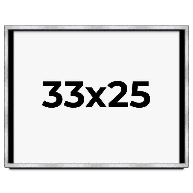 33x25 Shadow Box Frame Silver | 1.375 Inches Deep Real Wood