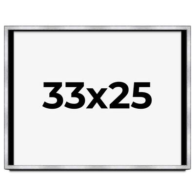 33x25 Shadow Box Frame Silver | 1.375 Inches Deep Real Wood