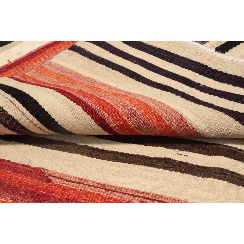 Hand Woven Oriental 100% Wool Carpet Southwestern Tribal Multi-Colored Kilim Area Rug - 9' 9'' X 4' 7''