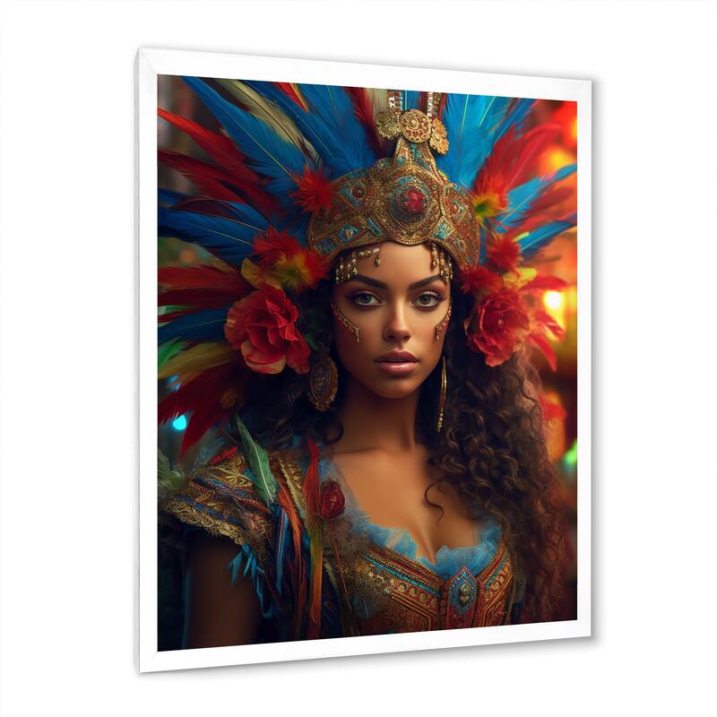 Designart "Multicolor Brazilian Spectrum of Spirit I" Fashion Woman Framed Canvas Wall Art