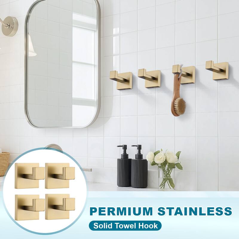 WOWOW J-Hook Wall Mount Robe/Towel Hook 4PCS