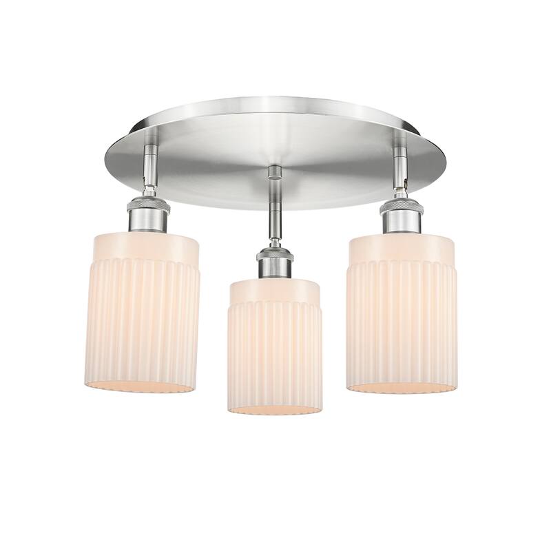 Innovations Lighting Hadley - 3 Light 16" Flush Mount - Satin Nickel/Matte White