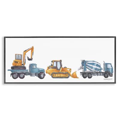 Stupell Construction Vehicles Bulldozer Trucks Driving Illustration Framed Wall Art, Design by Dishique - Multi
