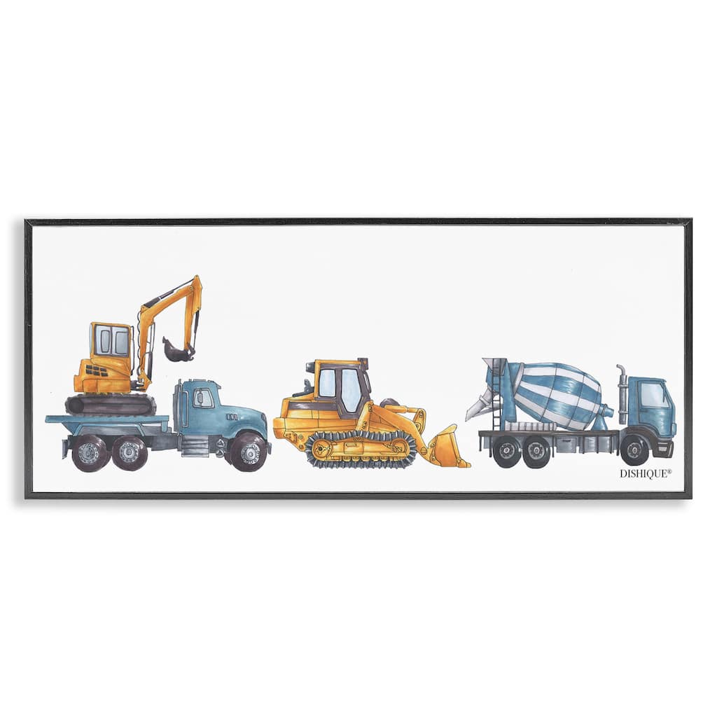 Stupell Construction Vehicles Bulldozer Trucks Driving Illustration Framed Wall Art, Design by Dishique - Multi