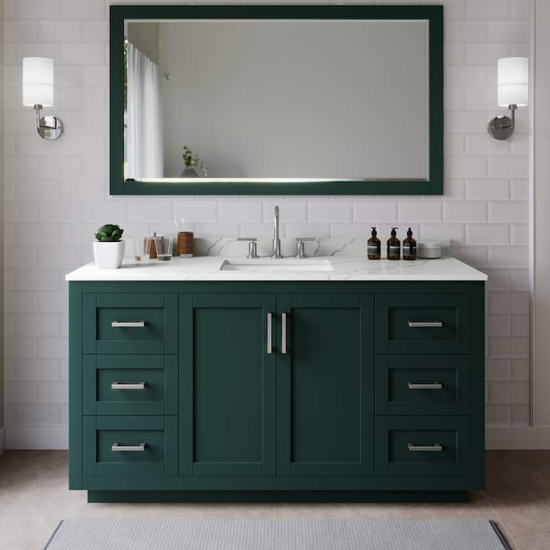 Wyndham Collection WCF292966S-QTZ-US3MXX Miranda 66" Free Standing - Green / Giotto Quartz Top / Brushed Nickel