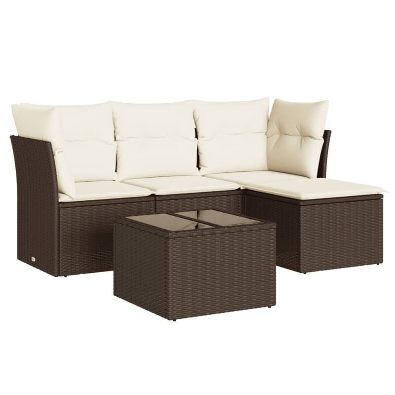 vidaXL Garden Sofa Set Brown, Cream White - 21.7 x 21.7 x 14.6