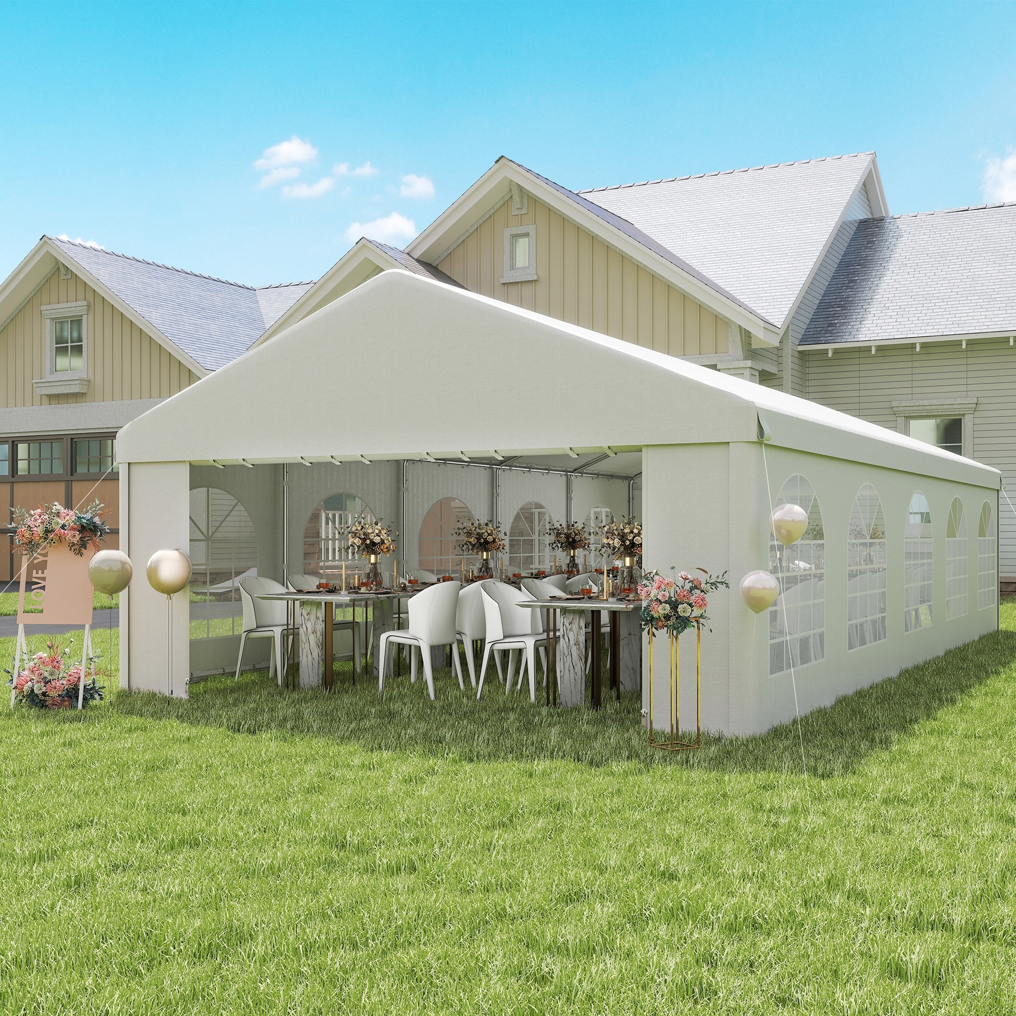 Outsunny 16' x 32' Heavy Duty Party Tent, Large Canopy Tent, Event Tent