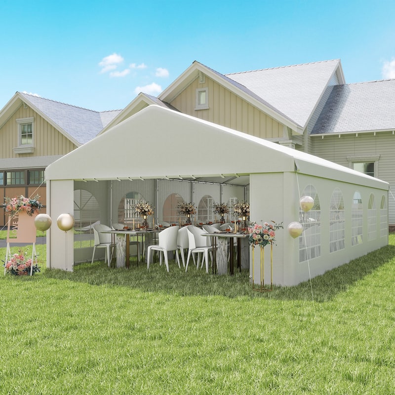 Outsunny 16' x 32' Heavy Duty Party Tent, Large Canopy Tent, Event Tent - White
