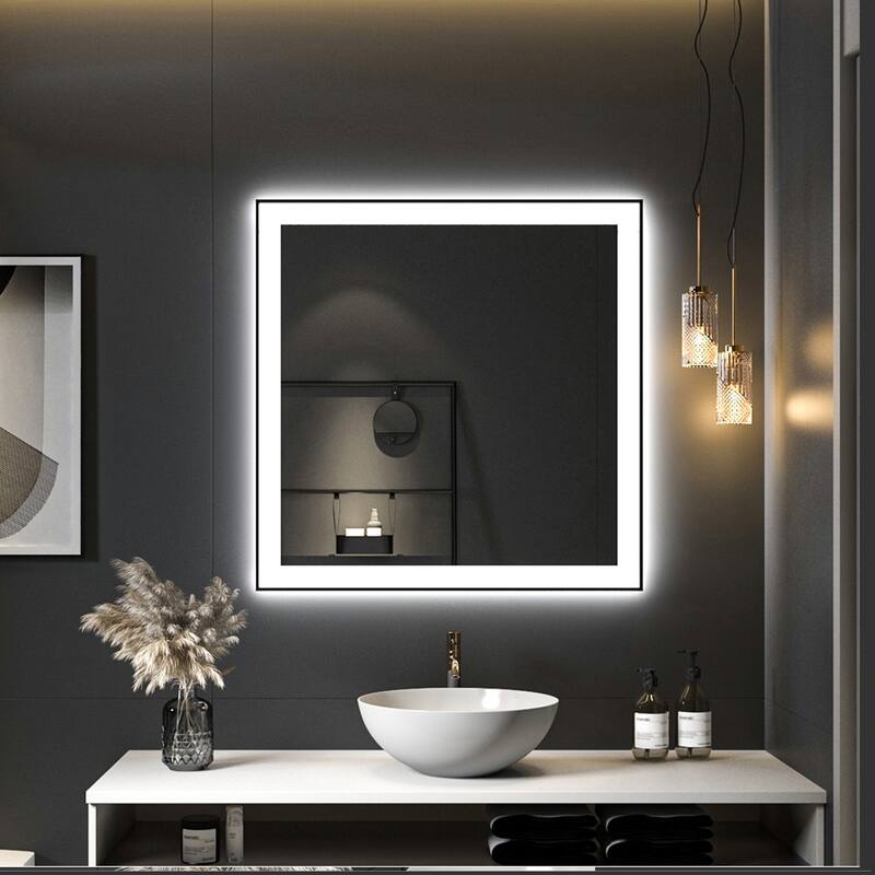 Square LED Light Anti-Fog Vanity Mirror with Backlit, Front Light - 36 in. W x 36 in. H - 36 in. W x 36 in. H