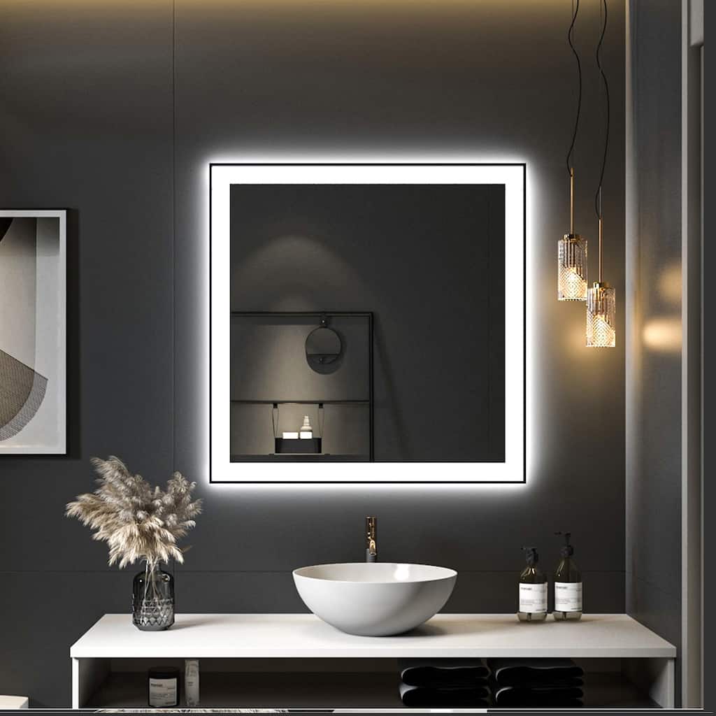 Square LED Light Anti-Fog Vanity Mirror with Backlit, Front Light - 36 in. W x 36 in. H