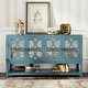 preview thumbnail 4 of 18, Antique Navy Sideboard Console Table, Storage Cabinet Display Case w/ Mirrored Doors & Open Storage Shelf for Living Dining Room