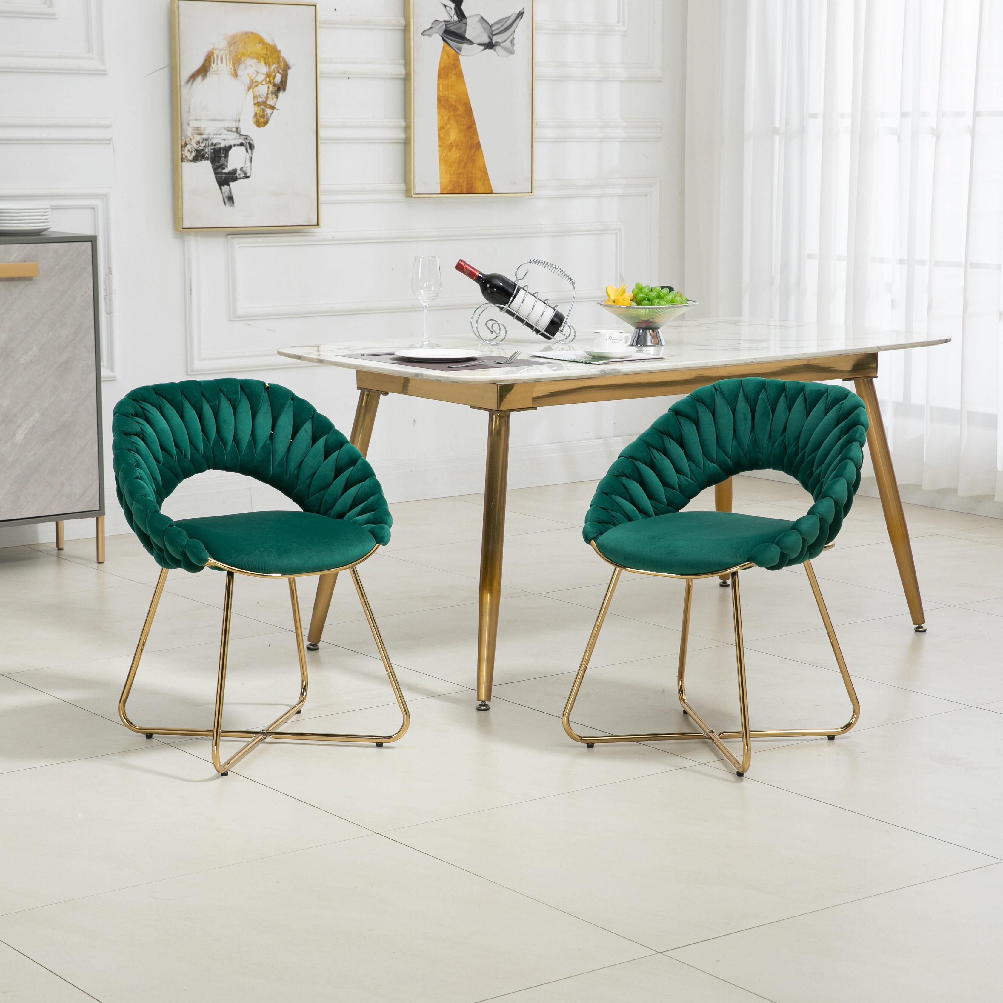 Green accent chair set of 2 store