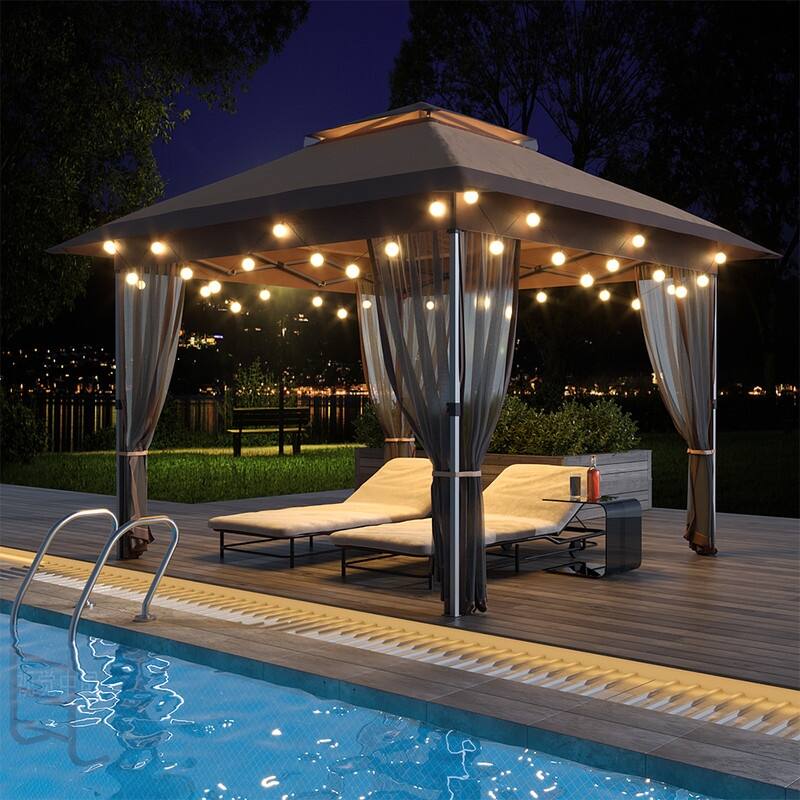 12 X 12ft Pop-up Gazebo, Double Roof Tent with Mosquito Netting