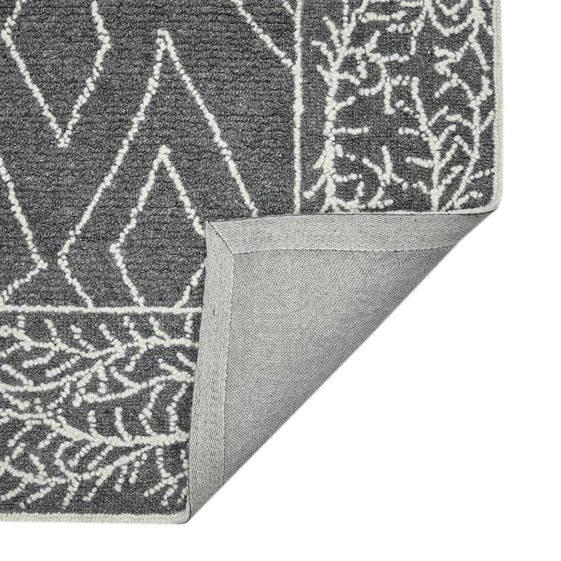 Bakari Oxbow Dark Gray Hand-Hooked Wool Area Rug