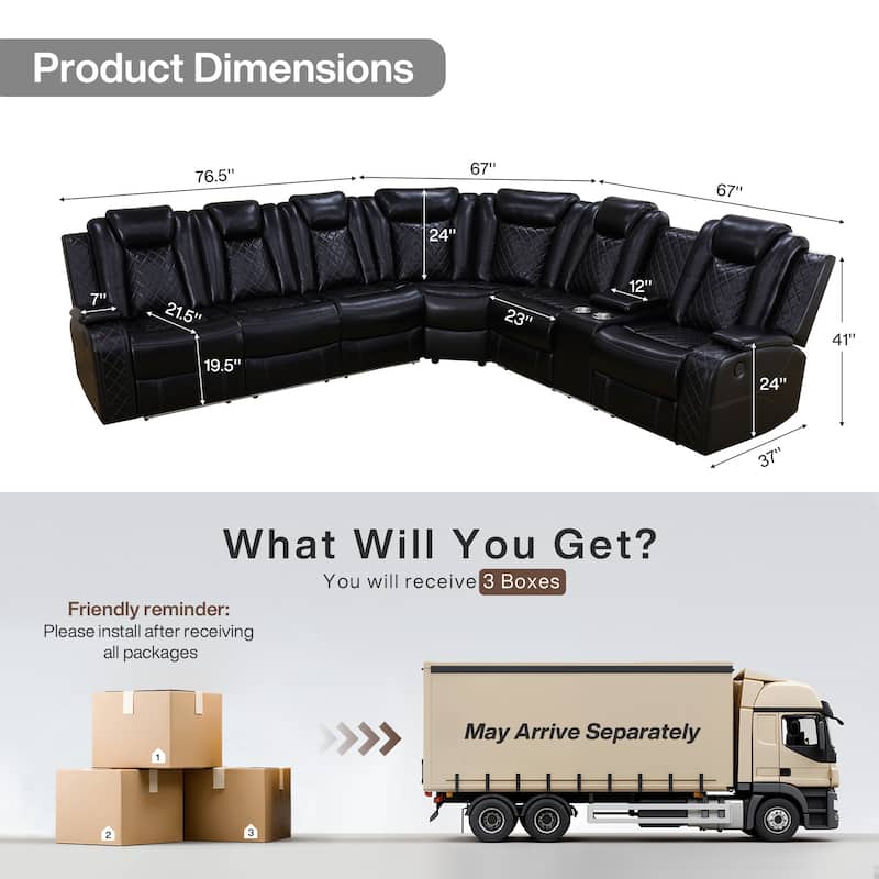 Off-White 3-Piece Breathing Leather Living Room Recliner Sofa set