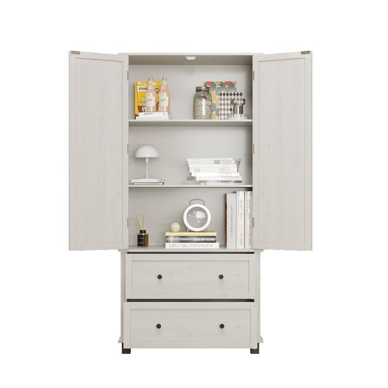 70" Tall Kitchen Pantry Cabinet with 2 Drawers and 3 Shelves