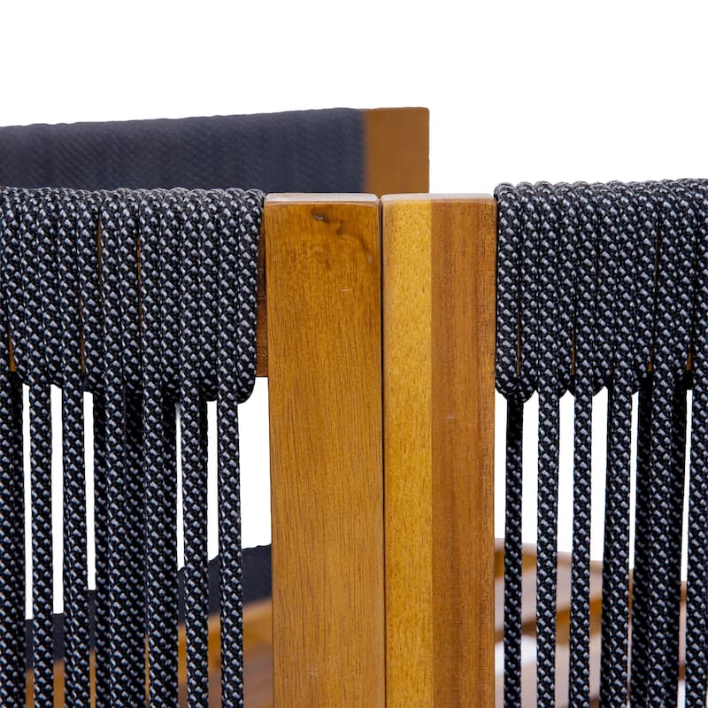 Christopher Knight Home- Alex Patio Acacia Wood Dining Chairs With Rope Armrests (Set of 2)