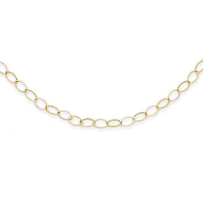 Curata 14k Yellow Gold 18" Polished Lightweight Oval Link Necklace