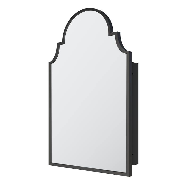 Retro Metal Arched Medicine Cabinet Wall Mount Bathroom Mirror with Storage Adjustable Shelves - 29.9" x 19.7"