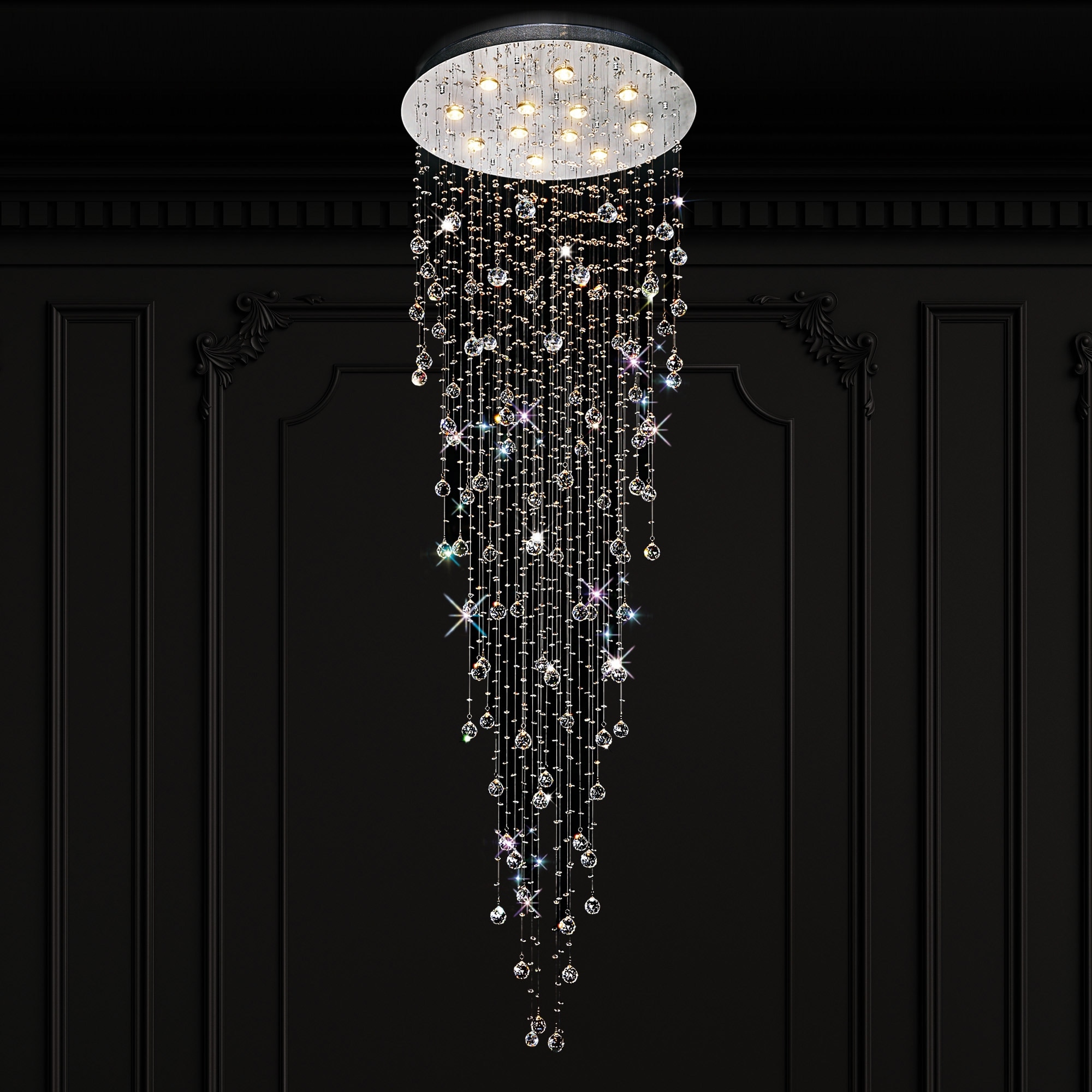 CWI Lighting Rain Drop 12 Light 32in Chrome Flush Mount