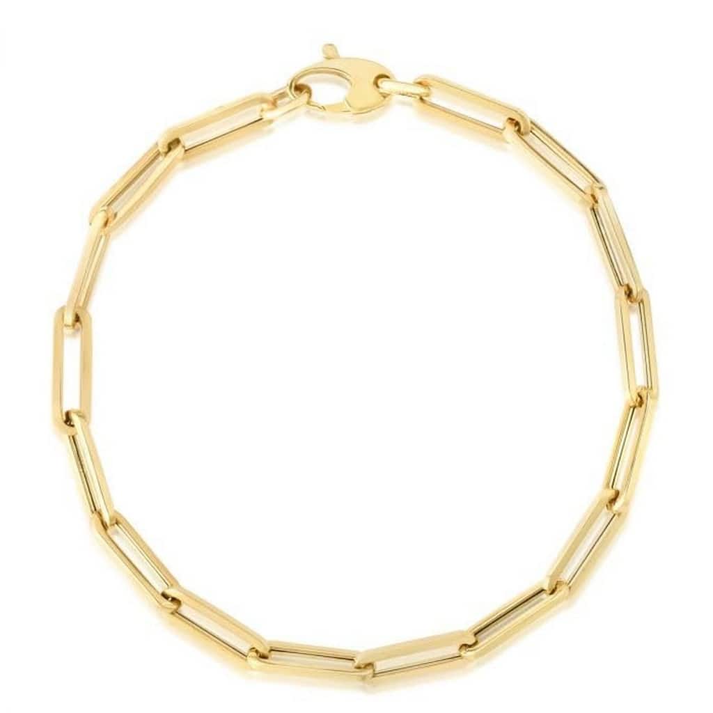 Curata 10K Yellow Gold 4.5mm Wide Paperclip Link Bracelet -7.5"