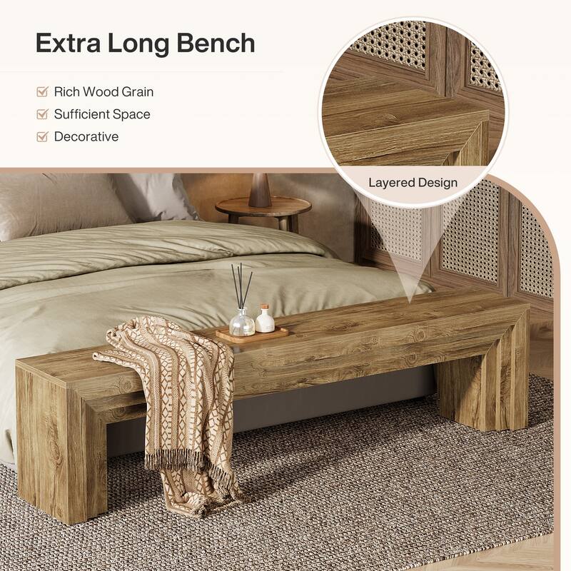 71" Extra Long Entryway Bench, Shoe Bench Seating for Hallway, End of Bed, Living Room, Sofa Back, Dining Room