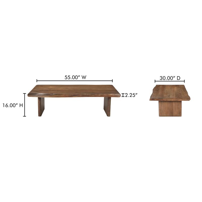 NADAAL STUDIOS Jorah, Wodden Coffee Table, Brown - 55 X 30 X 16
