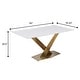 preview thumbnail 23 of 75, Voren Modern Rectangular Dining Table, Sintered Stone/Tempered Glass Top & Stainless Steel Gold Finish Pedestal Base