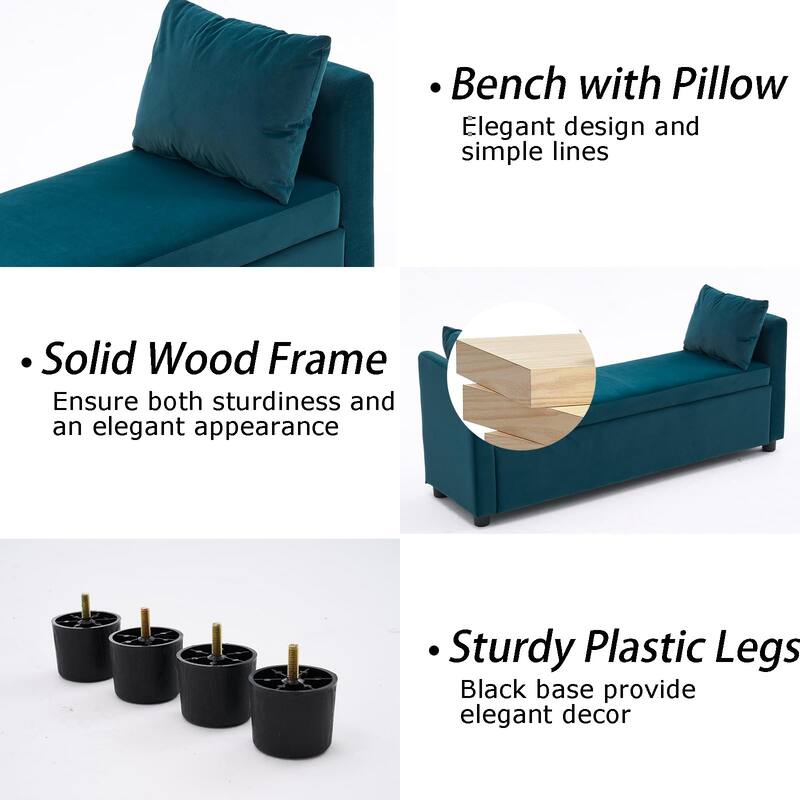 Velvet Storage Bench for Bedroom,End of Bed Bench for King Size Bed, Modern Upholstered Long Ottoman Bench for Entryway