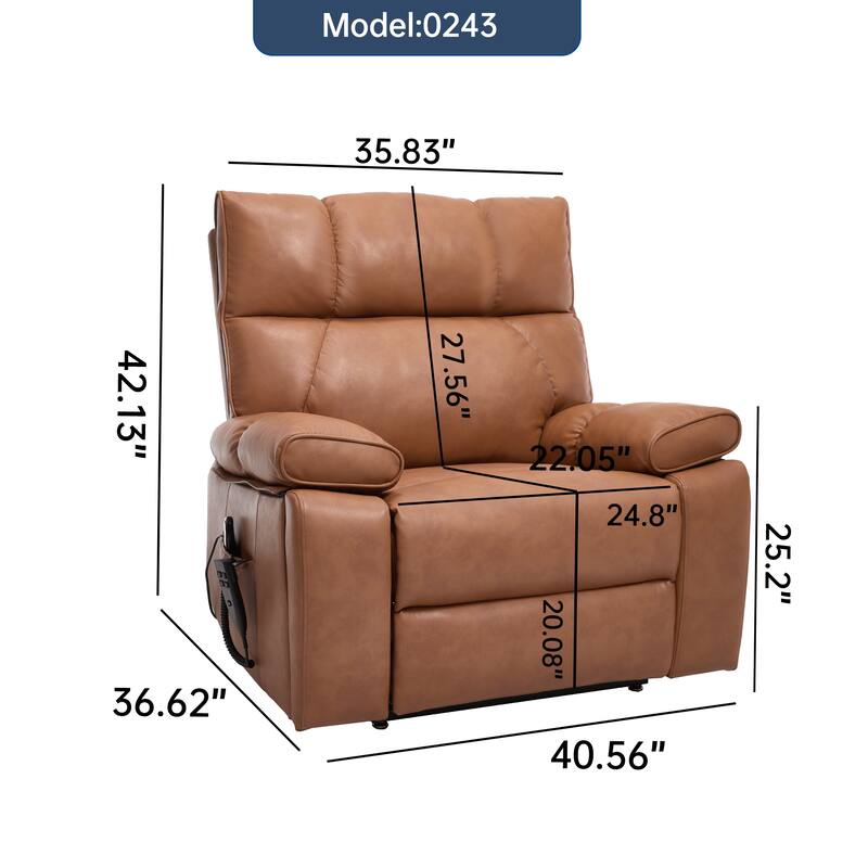 Power Lift Recliner Chair with Heat & Massage, Dual Motor Infinite Position Electric Recliner with Cup Holders & Remote Controls