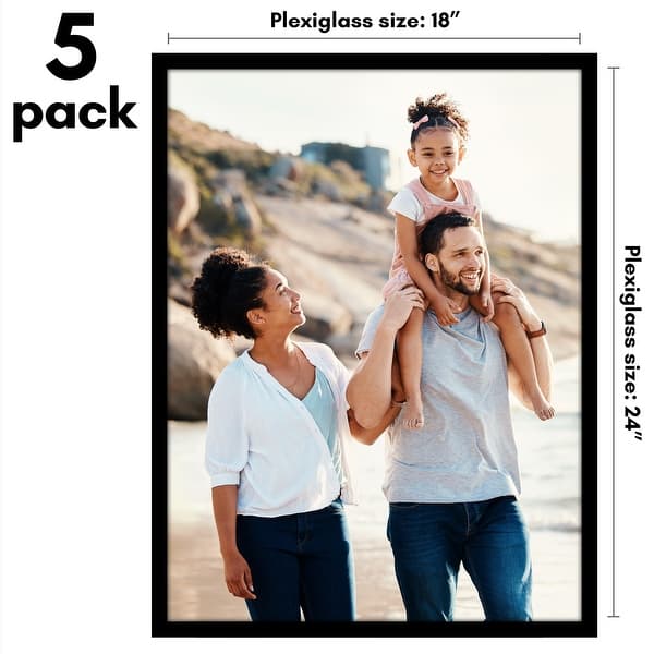 dimension image slide 9 of 22, Americanflat 5 Pack of Picture Frames with Mat - Plexiglass Cover