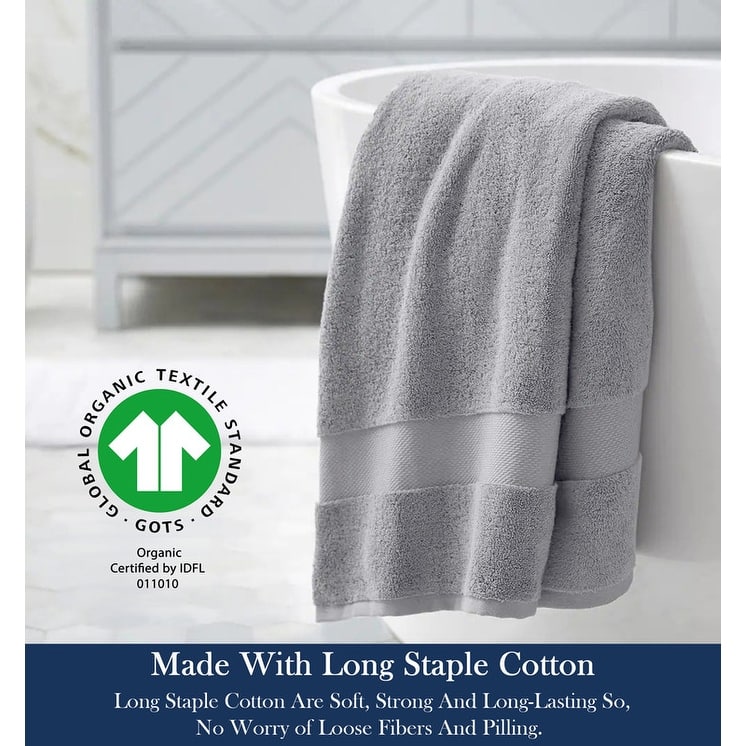Delara Organic Cotton Luxuriously Plush Bath Towel, GOTS & OEKO-TEX Certified, 650 GSM Long Staple, Quick Dry & Ultra-Absorbent