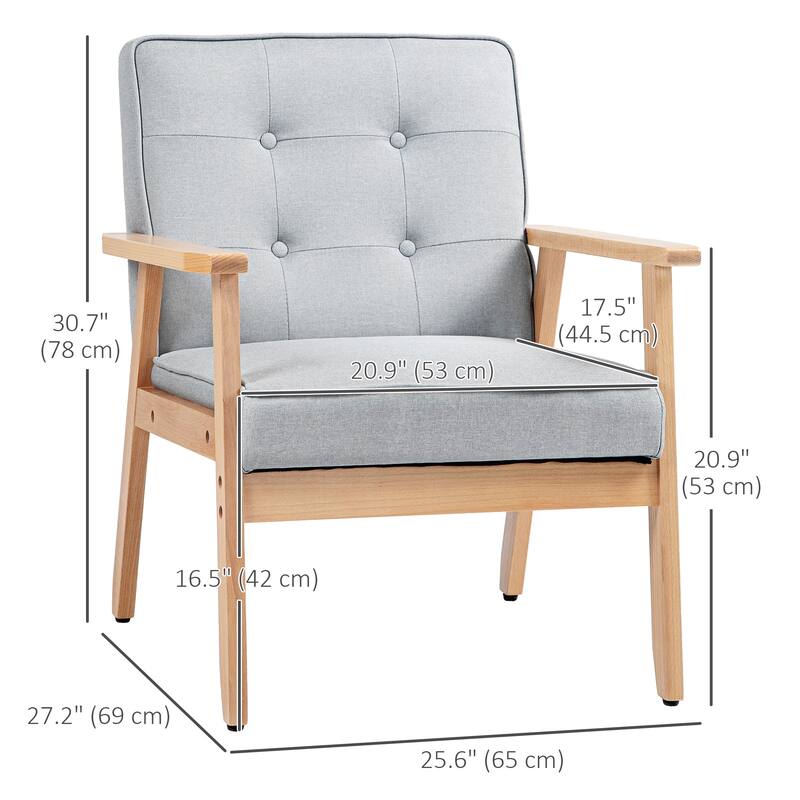Accent Arm Chair With Upholstered Tufted Back