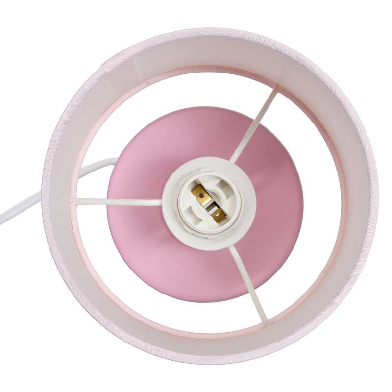 Floral Textured Ceramic Table Lamp with Drum Shade - 10" - Pink