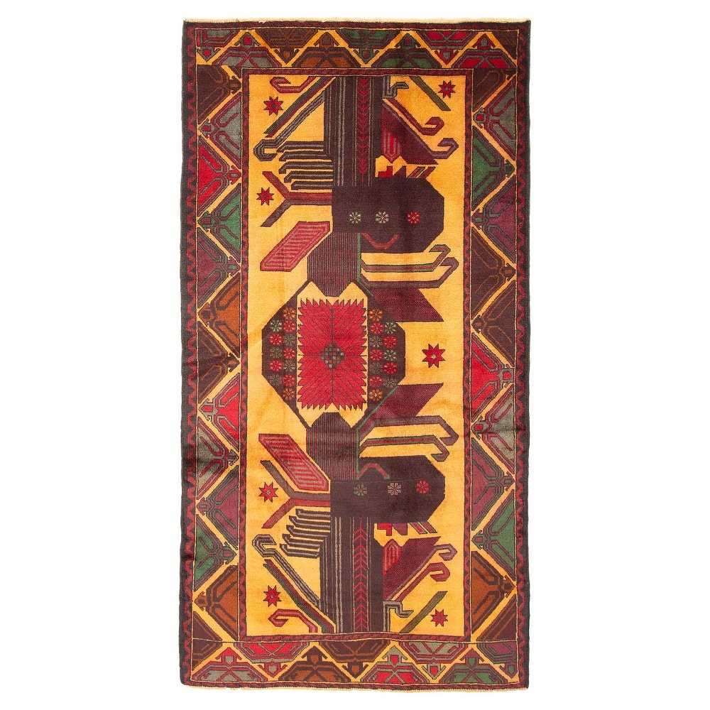 ECARPETGALLERY Hand-knotted Teimani Gold Wool Rug - 3'6 x 6'7