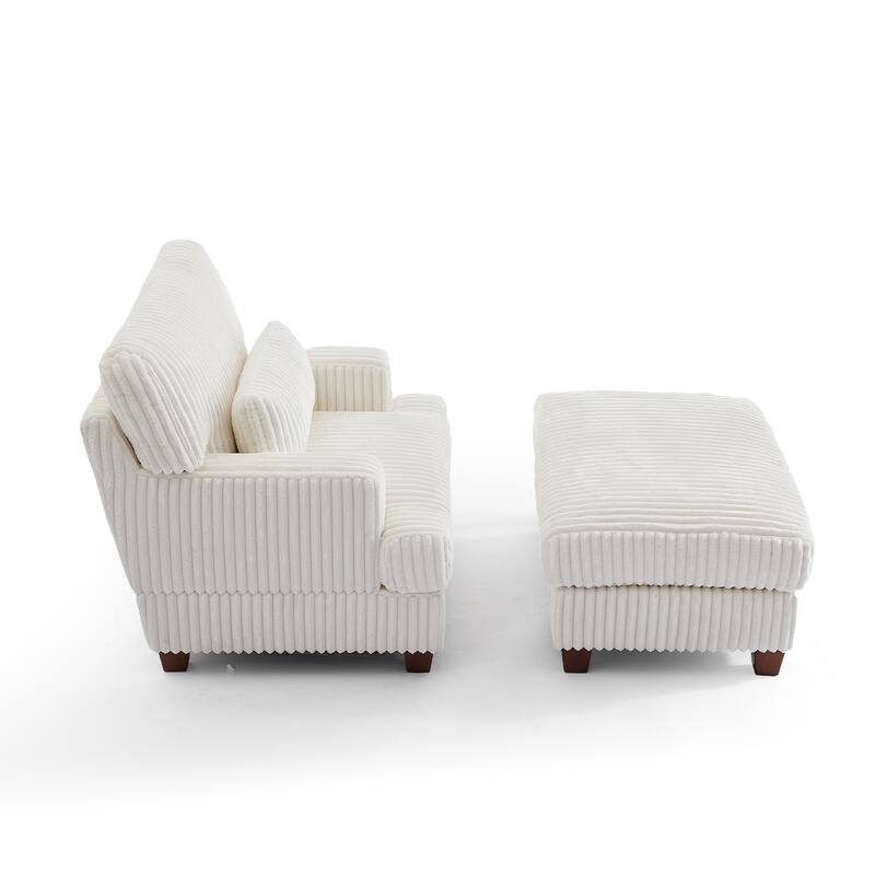 36" Wide Oversized Upholstered Chaise Lounge Accent Chair with Ottoman